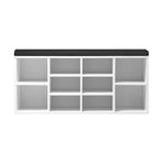 Oikiture Shoe Bench 105cm with Leather Seat Black&White