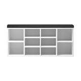 Oikiture Shoe Bench 105cm with Leather Seat Black&White - Rear View