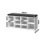 Oikiture Shoe Bench 105cm with Leather Seat Black&White