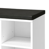 Oikiture Shoe Bench 105cm with Leather Seat Black&White - Top-Down View