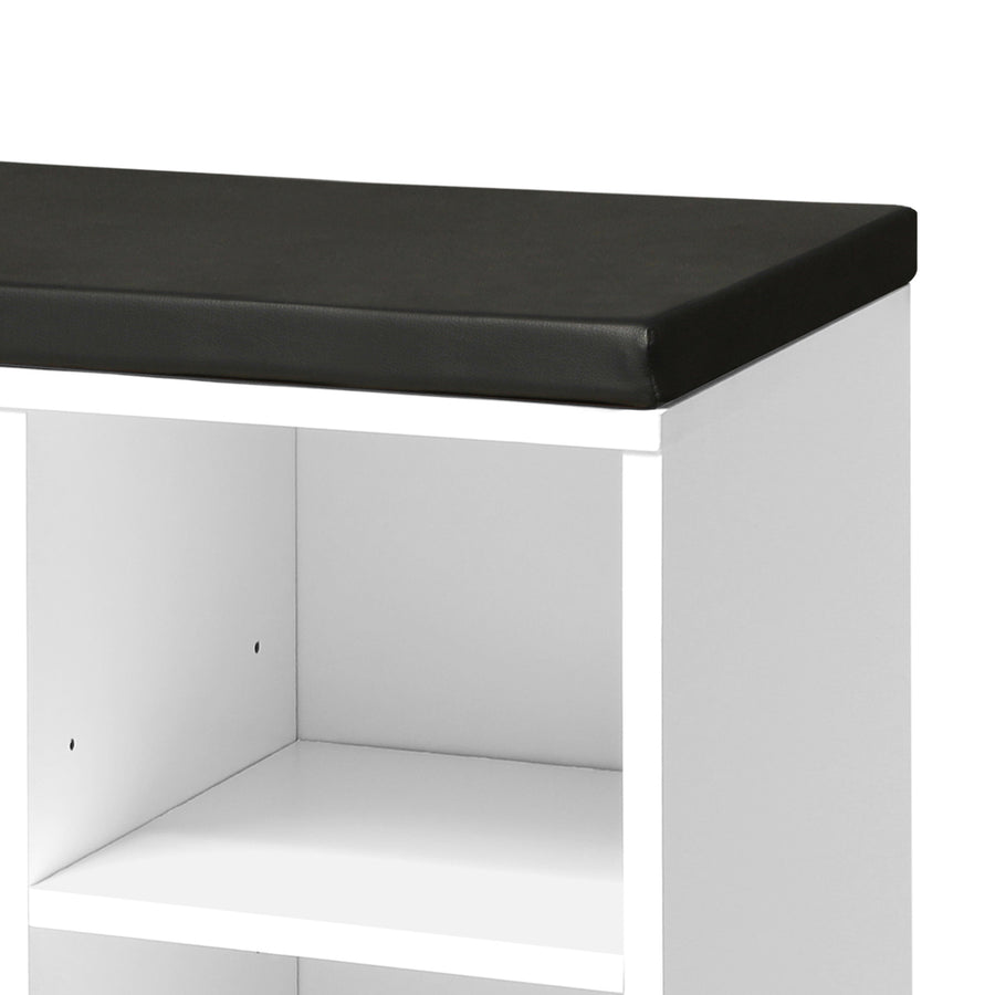 Oikiture Shoe Bench 105cm with Leather Seat Black&White