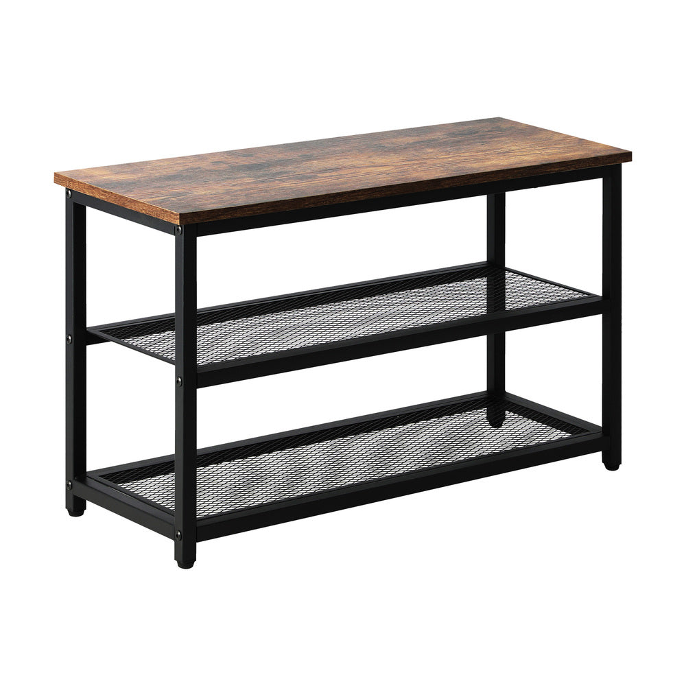 Oikiture Shoe Storage Bench with 2-Tier Mesh Shelf