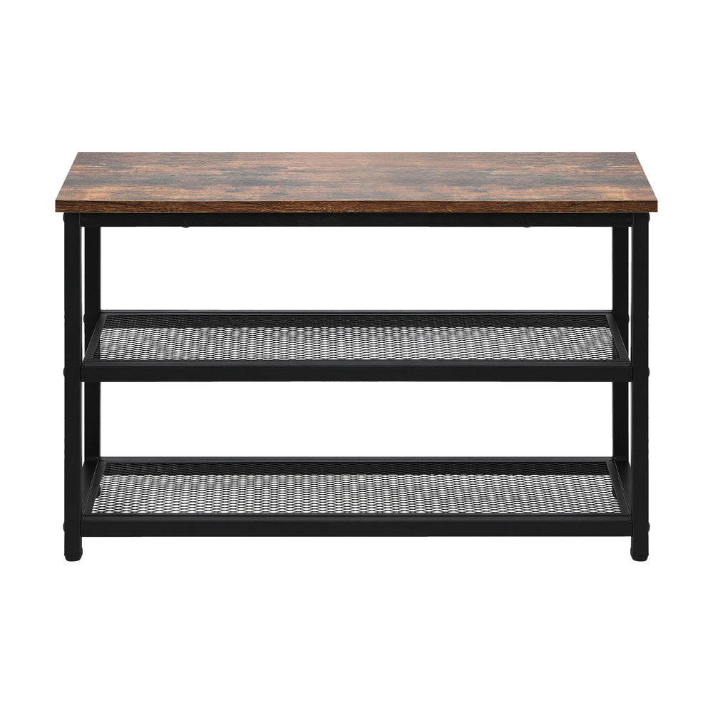 Oikiture Shoe Storage Bench with 2-Tier Mesh Shelf