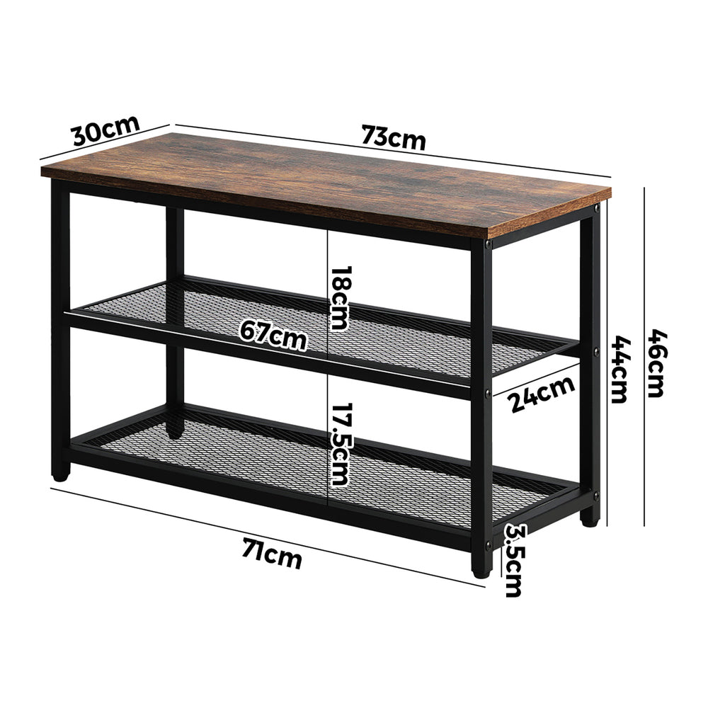 Oikiture Shoe Storage Bench with 2-Tier Mesh Shelf