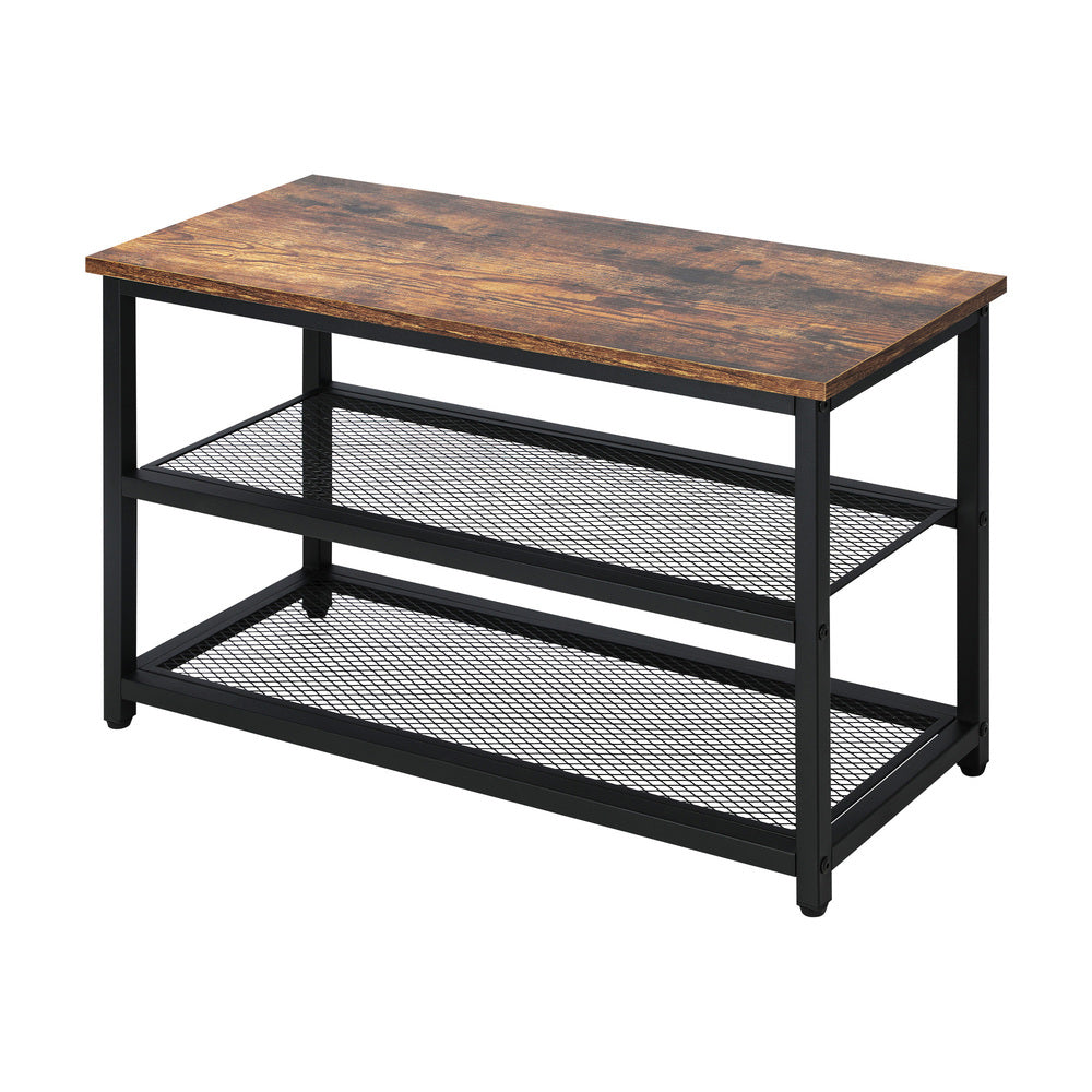 Oikiture Shoe Storage Bench with 2-Tier Mesh Shelf
