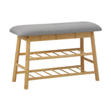 Oikiture Shoe Storage Bench Bamboo 70cm
