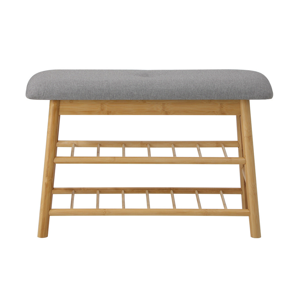 Oikiture Shoe Storage Bench Bamboo 70cm