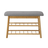 Oikiture Shoe Storage Bench Bamboo 70cm - Close-Up Angle