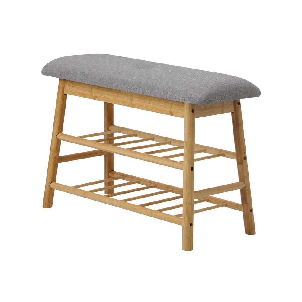 Oikiture Shoe Storage Bench Bamboo 70cm