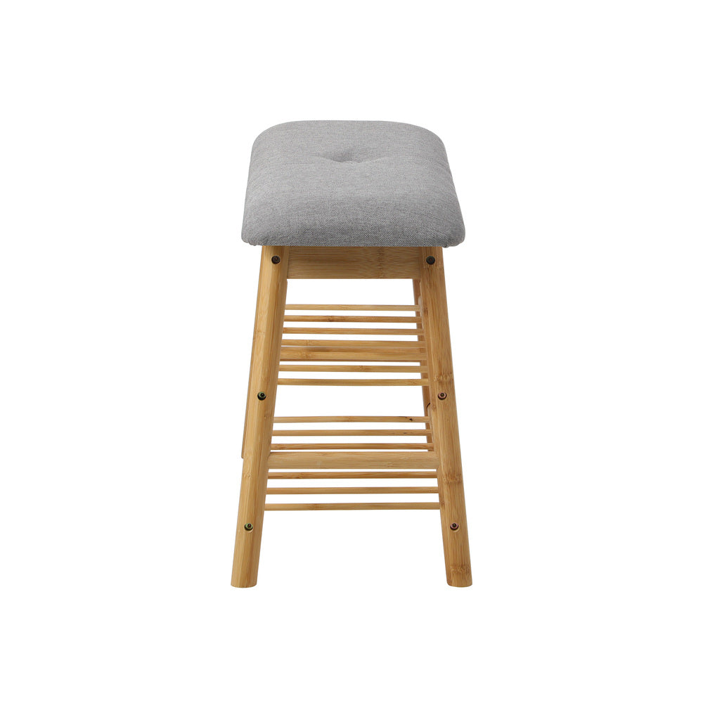 Oikiture Shoe Storage Bench Bamboo 70cm