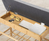 Oikiture Shoe Storage Bench Bamboo 70cm - 45-Degree Angle
