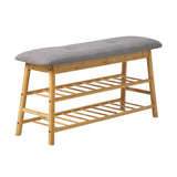 Oikiture Shoe Storage Bench Bamboo 90cm