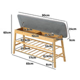 Oikiture Shoe Storage Bench Bamboo 90cm - Front View