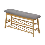 Oikiture Shoe Storage Bench Bamboo 90cm