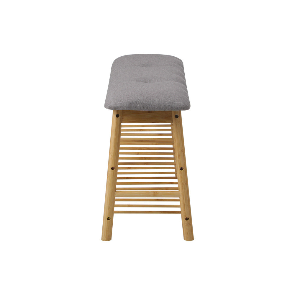 Oikiture Shoe Storage Bench Bamboo 90cm