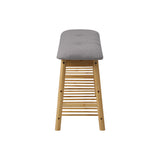 Oikiture Shoe Storage Bench Bamboo 90cm - Low Angle