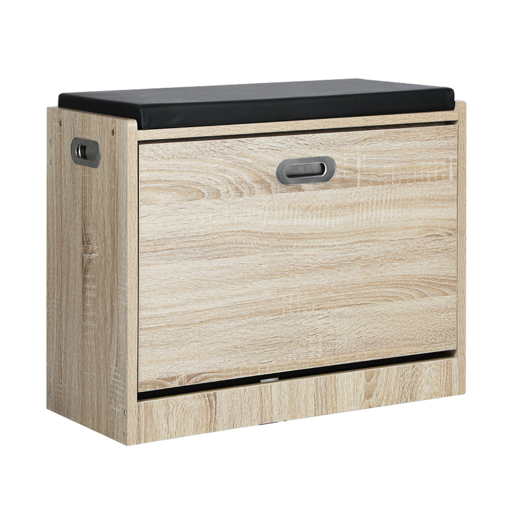 Oikiture Shoe Storage Bench with PU Seat 0.6M Wooden