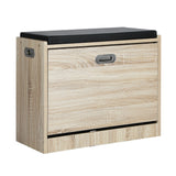 Oikiture Shoe Storage Bench with PU Seat 0.6M Wooden - Side View
