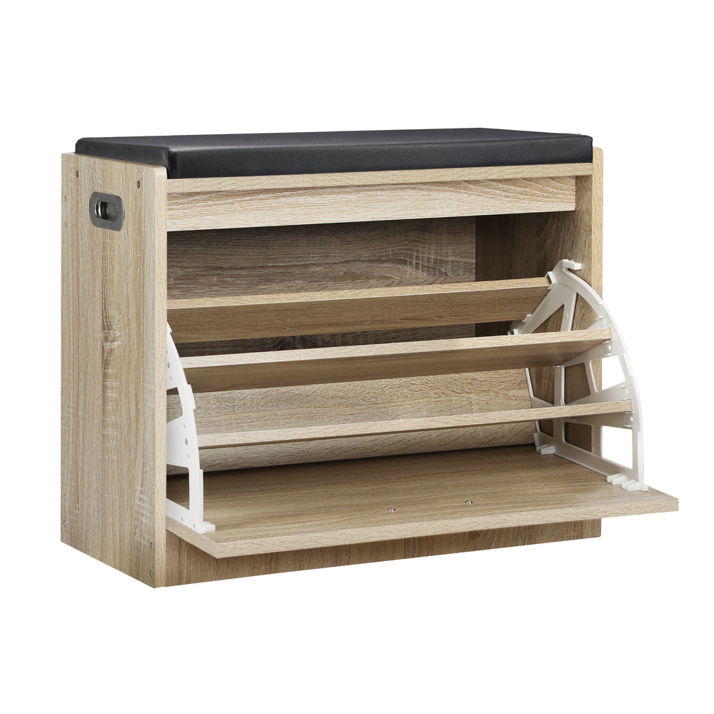 Oikiture Shoe Storage Bench with PU Seat 0.6M Wooden