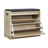 Oikiture Shoe Storage Bench with PU Seat 0.6M Wooden - 45-Degree Angle