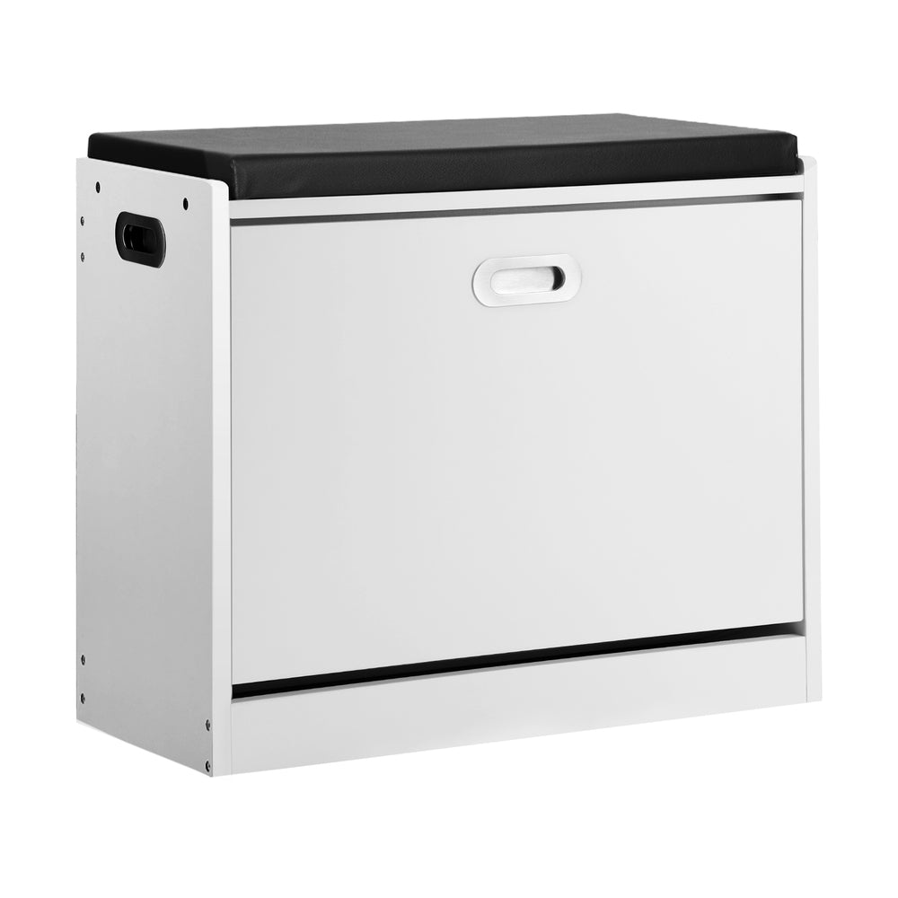 Oikiture Shoe Storage Bench with PU Seat 0.6M White