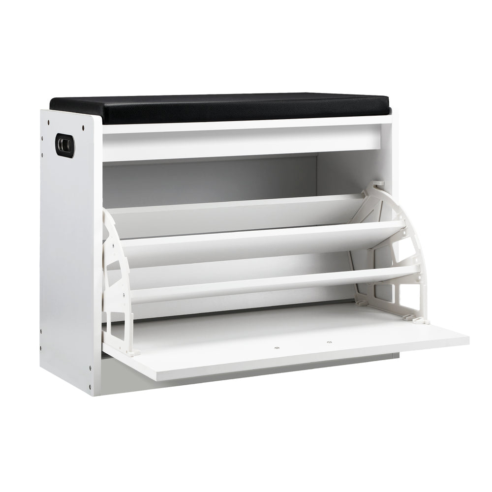 Oikiture Shoe Storage Bench with PU Seat 0.6M White