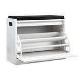 Oikiture Shoe Storage Bench with PU Seat 0.6M White - Top-Down View