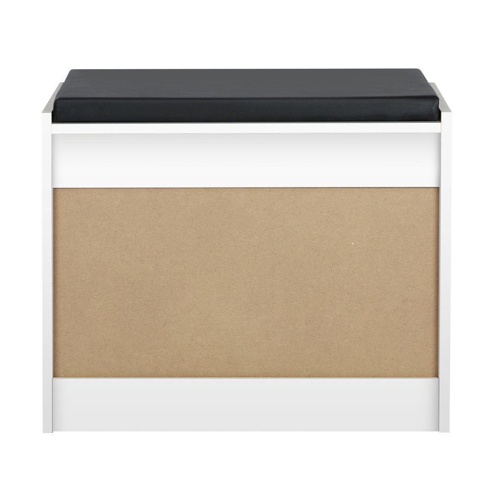 Oikiture Shoe Storage Bench with PU Seat 0.6M White