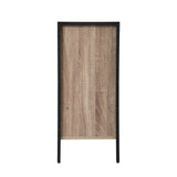 Oikiture Shoes Storage Cabinet 2 Slatted Doors 4 Shelves Brown