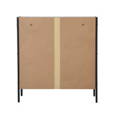 Oikiture Shoes Storage Cabinet 2 Slatted Doors 4 Shelves Brown