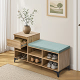 Oikiture Shoe Cabinet Bench Storage Drawer 6 Shelves Polyester Seat - Extra Image