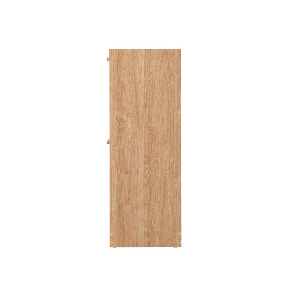 Oikiture Shoe Cabinet 2 Compartment with Rows Rattan Doors