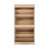 Oikiture Shoe Cabinet 3 Compartment with Rows Rattan Doors