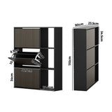 Oikiture Shoe Rack Storage Cabinet with Display Shelves Black - Extra Image