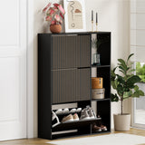 Oikiture Shoe Rack Storage Cabinet with Display Shelves Black
