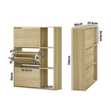 Oikiture Shoe Rack Storage Cabinet with Display Shelves Natural - Extra Image