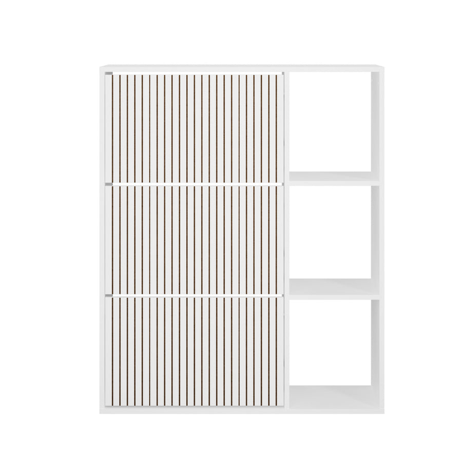 Oikiture Shoe Rack Storage Cabinet with Display Shelves White, image 3
