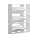 Oikiture Shoe Rack Storage Cabinet with Display Shelves White - Close-Up Angle