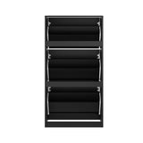 Oikiture Shoe Rack Storage Cabinet 3 Compartments Black - Extra Image