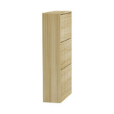 Oikiture Shoe Rack Storage Cabinet 3 Compartments Natural