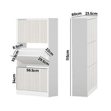 Oikiture Shoe Rack Storage Cabinet 3 Compartments White - Extra Image