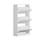 Oikiture Shoe Rack Storage Cabinet 3 Compartments White - Extra Image