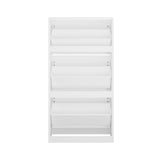 Oikiture Shoe Rack Storage Cabinet 3 Compartments White - Side View