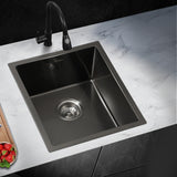 Welba 44X38CM Stainless Steel Sink Single Bowl with Waste Black - 45-Degree Angle