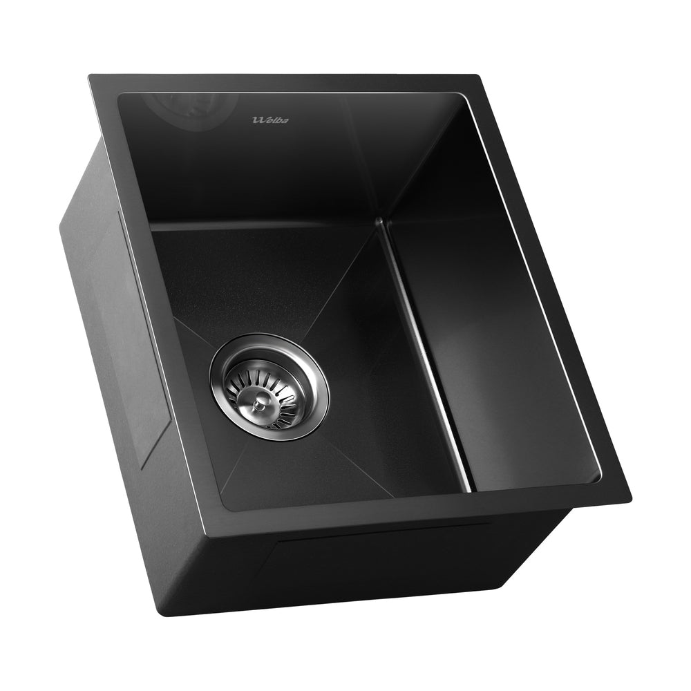 Welba 44X38CM Stainless Steel Sink Single Bowl with Waste Black