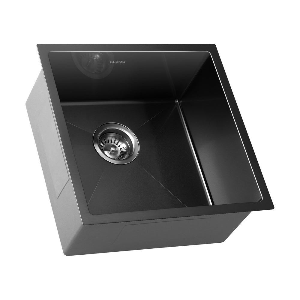Welba 44X44CM Stainless Steel Sink Single Bowl with Waste Black