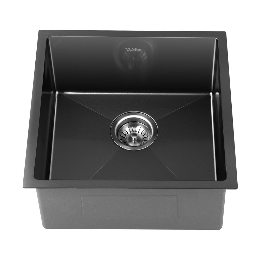 Welba 44X44CM Stainless Steel Sink Single Bowl with Waste Black