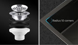 Welba 44X44CM Stainless Steel Sink Single Bowl with Waste Black