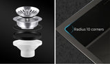 Welba 44X44CM Stainless Steel Sink Single Bowl with Waste Black - Front View