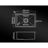 Welba Stainless Steel Sink Single Under/Top/Flush Mount 45X30CM